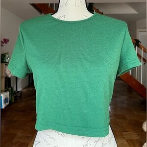Women's Green Crew Neck Short Sleeve Shirt